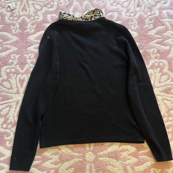 J McLaughlin Women's Black V Neck Sweater with Decorative Collar Long Sleeve - Picture 3 of 9
